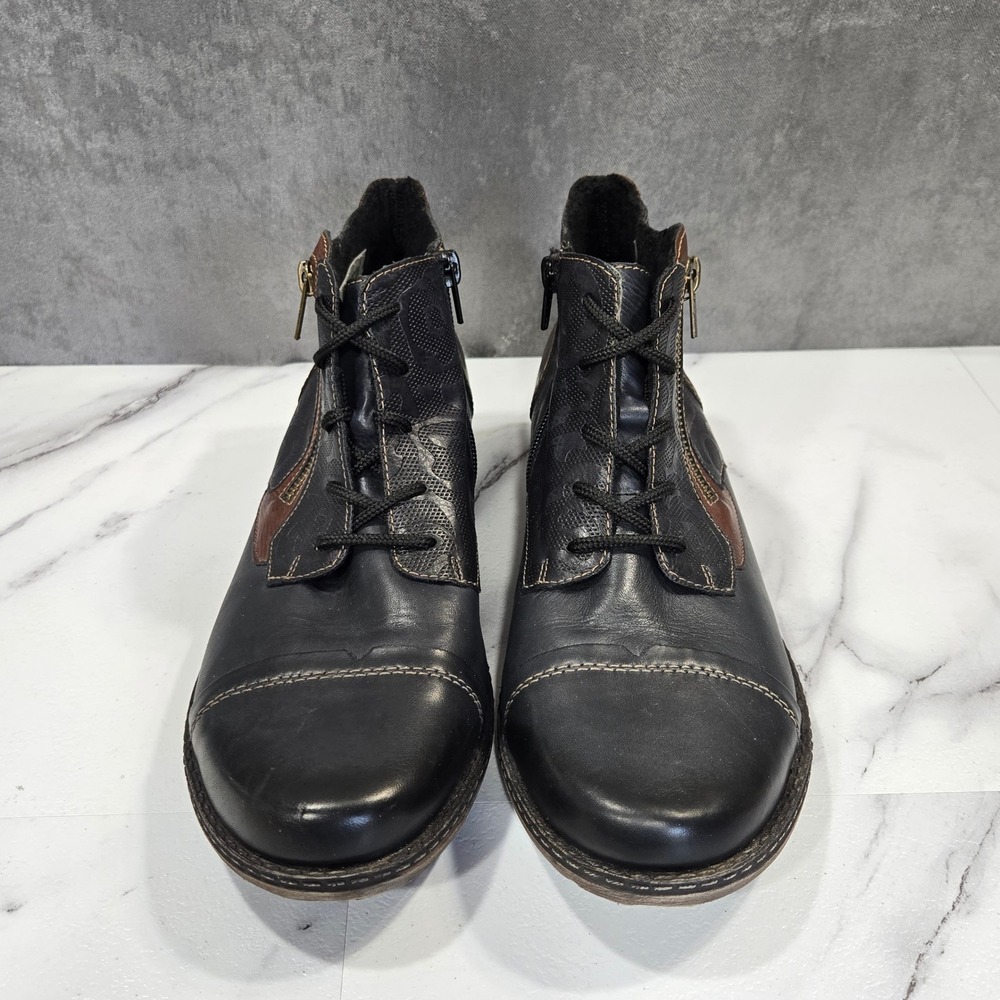 Remonte Rieker Ankle Boots Womens 11 EU 43 Black Leather Lace Up Zip Comfort - Picture 8 of 11